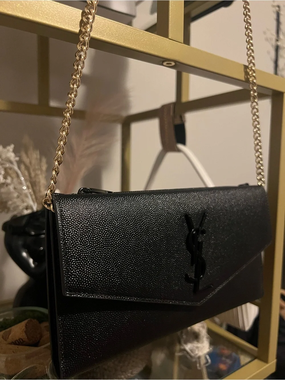 Yves Saint Laurent Black Leather Envelope Wallet